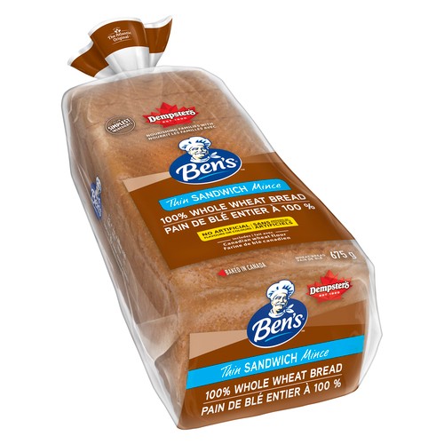 Dempster's Ben's Whole Wheat Thin Sandwich Bread 675 g