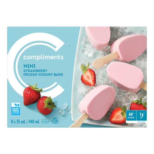 Compliments Mini Frozen Yogurt Bar Strawberry 8 x 55 ml