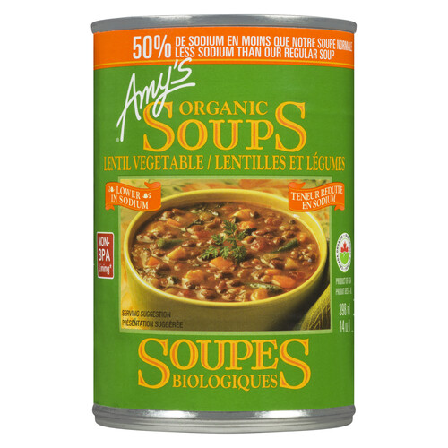 Amy's Kitchen Organic Canned Soup Low Sodium Lentil Vegetable 398 ml