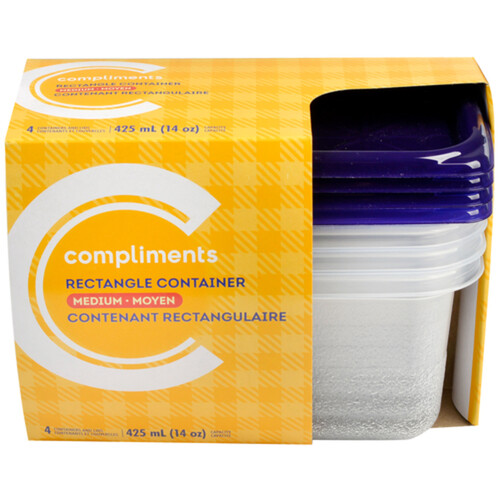 Compliments Containers Rectangle Medium 4 Pack