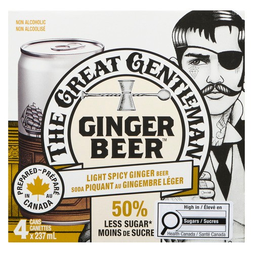 The Great Gentleman Soda Ginger Beer Light Spicy 4 x 237 ml (cans)