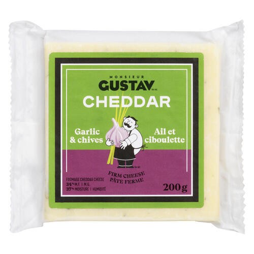 Monsieur Gustav 34% Cheddar Cheese Garlic & Chives 200 g