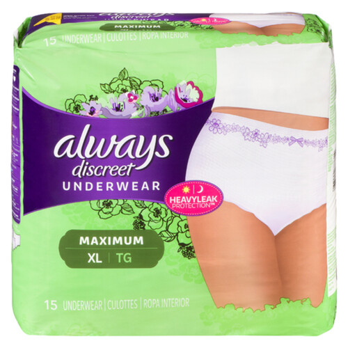Always Discreet Underwear Maximum XL 15 Pack - Voilà Online