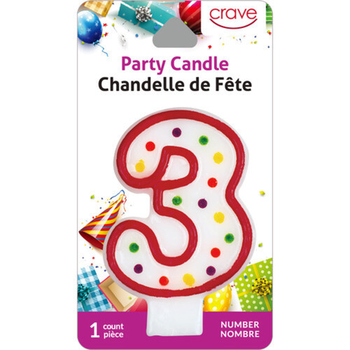 Crave Party Candle Number Three 1 Pack