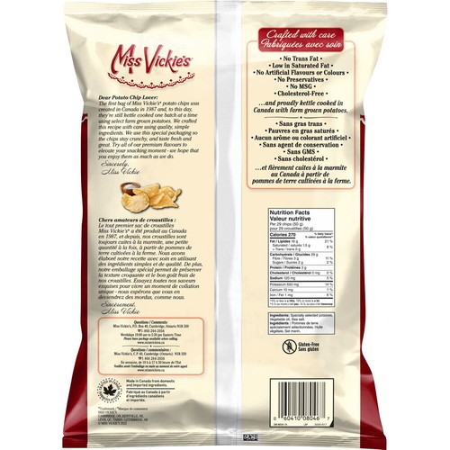 Miss Vickie's Kettle Cooked Potato Chips Original Recipe Value Size 325 g