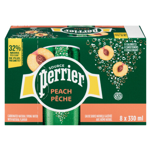 Perrier Sparkling Water Peach 8 x 330 ml (cans)