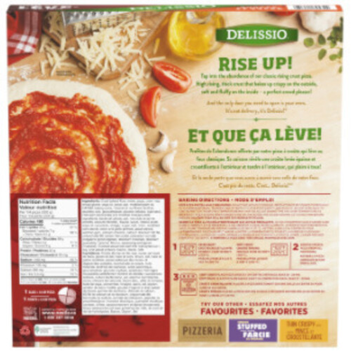 Delissio Frozen Pizza Rising Crust Bacon Cheeseburger 801 g