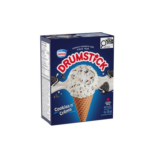 Nestlé Drumstick Frozen Dessert Cones Cookies And Creme 4 x 125 ml