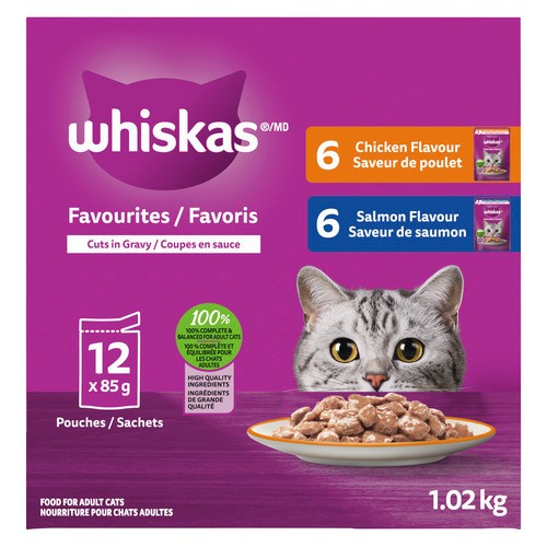 Whiskas Favourites Wet Cat Food Pouches Chicken And Salmon 12 x 85 g