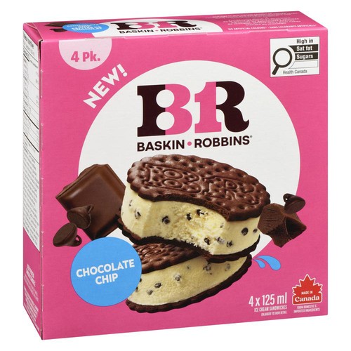 Baskin Robbins Ice Cream Sandwiches Chocolate Chip 4 x 125 ml