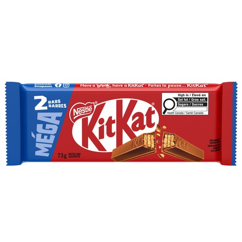 Kit Kat Wafer Bars Milk Chocolate Mega Size 2 Pack 73 g