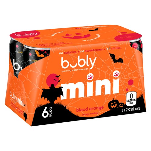 Bubly Mini Sparkling Water Blood Orange 6 x 222 ml (cans)