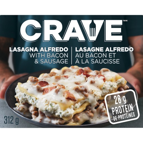CRAVE Frozen Meal Lasagna Alfredo With Italian Sausage & Bacon 312 g
