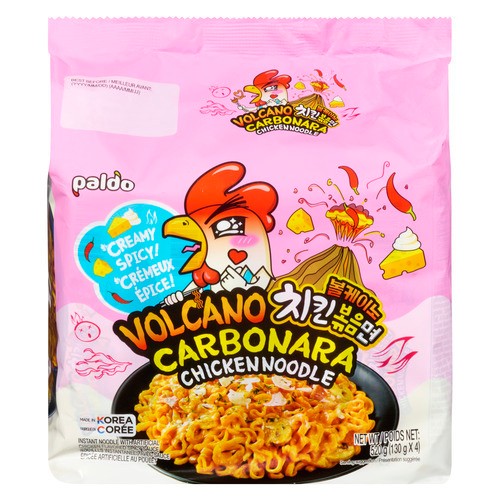 Paldo Instant Noodles Volcano Carbonara Chicken Creamy Spicy 4 x 130 g