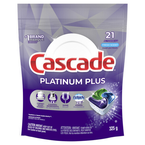 Cascade Platinum Plus Dishwasher Detergent With Liquid And Powder Fresh Scent 21 EA