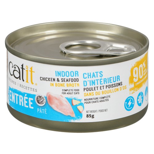 Catit Recipes Complete Food for Adult Cats Entrée Pâté Indoor Chicken & Seafood in Bone Broth 85 g