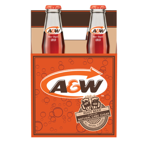 A&W Soft Drink Root Beer Glass 4 x 341 ml (bottles)