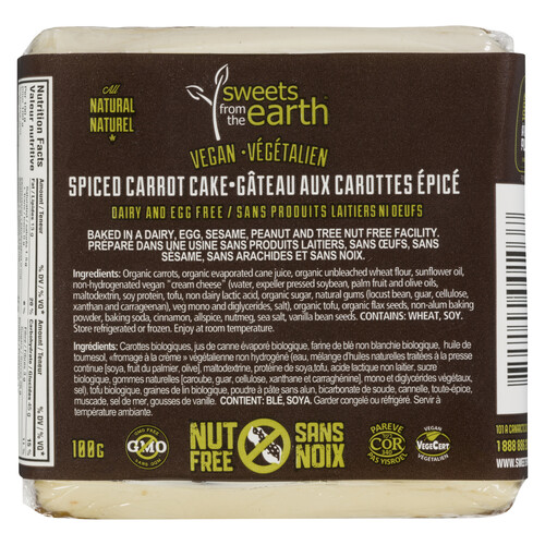 Sweets from the Earth Nut-Free Cake Slice Spiced Carrot 100 g