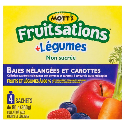 Mott's Fruitsations Veggies Unsweetened Mixed Berry Carrot  4 x 90 g