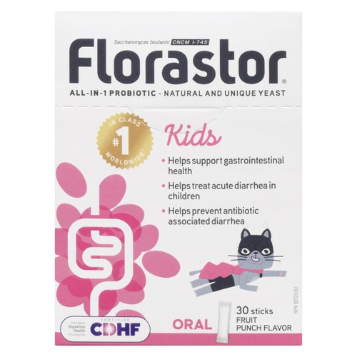 Florastor Kids Probiotic Sticks Fruit Punch Flavour 30 Count