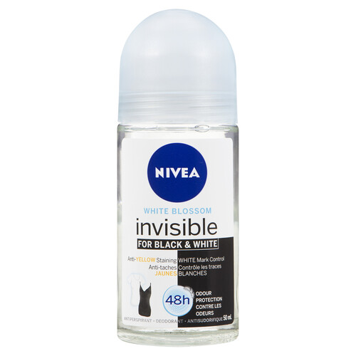 Nivea Pure Roll On Antiperspirant Invisible Black & White White Blossom 50 ml