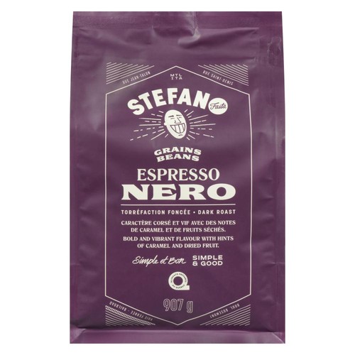 Stefano Whole Bean Coffee Espresso Nero Dark Roast 907 g