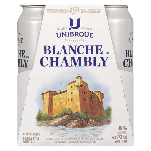 Blanche De Chambly Beer 5% Alcohol 4 x 473 ml (cans)
