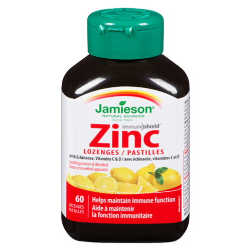 Jamieson Vitamin C & D Zinc Lozenge Soothing Lemon & Menthol 60 Count