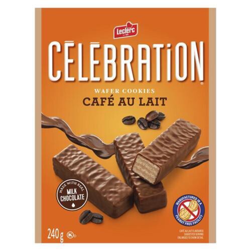 Leclerc Celebration Peanut-Free Wafer Cookies Coffee Coated 240 g