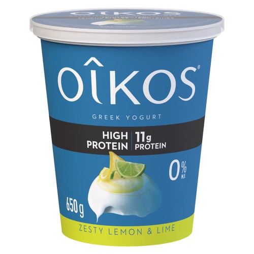 Oikos 0% Greek Yogurt Blended High Protein Zesty Lemon & Lime 650 g