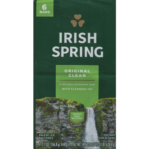 Irish Spring Soap Bars Original Clean 6 EA