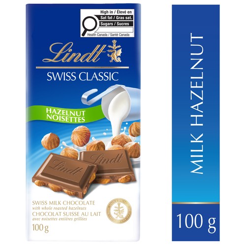 Lindt Swiss Classic Milk Chocolate Bar Hazelnut 100 g