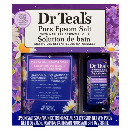 Dr Teal's Epsom Salt Soak And Foaming Bath Melatonin 2 Pack