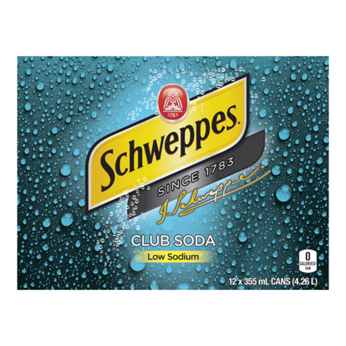 Schweppes Soft Drink Low Sodium Club Soda 12 x 355 ml (cans)