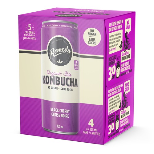 Remedy Organic Kombucha Black Cherry 4 x 355 ml (cans)