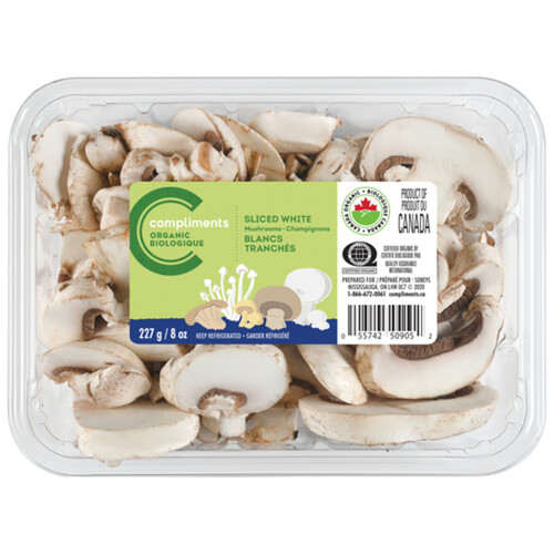 Compliments Organic Mushrooms Sliced White 227 g