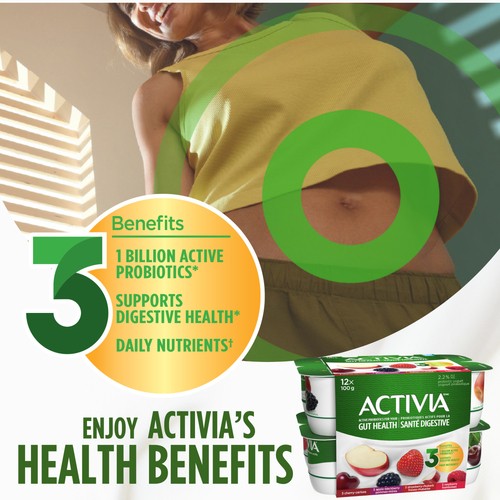Activia Probiotic Yogurt Cherry Raspberry Apple Blackberry & Strawberry Value Size 12 x 100 g