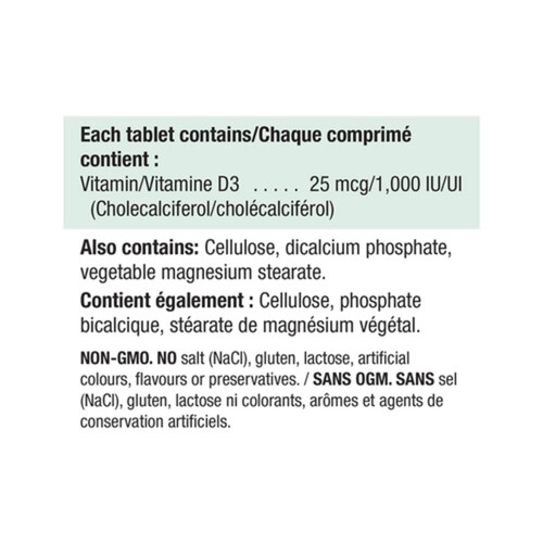 Jamieson Vitamin D3 1000IU Supplements Tablets Bonus 240 Count