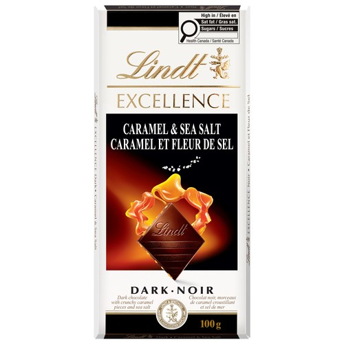 Lindt Excellence Dark Chocolate Bar Caramel & Sea Salt 100 g