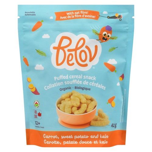 Belov Organic Cereal Puffed Snacks Carrot Sweet Potato and Kale 42 g