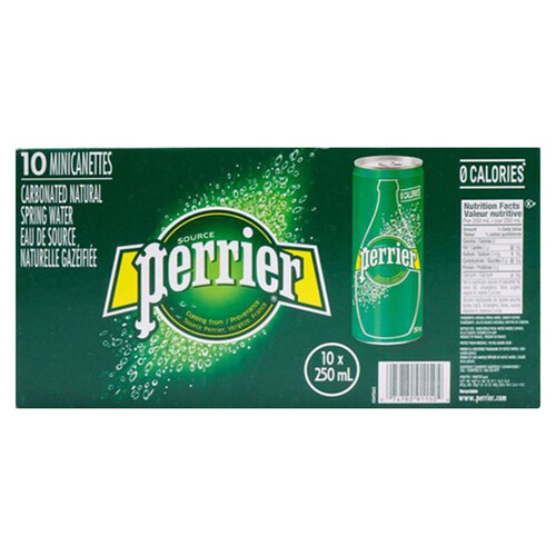 Perrier Carbonated Natural Spring Water 10 x 250 ml (cans)