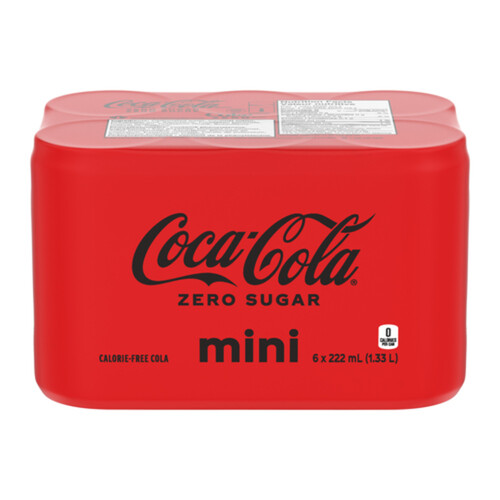 Coca-Cola Zero Sugar Soft Drink 6 x 222 ml (cans)
