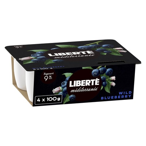 Liberté Méditerranée 9% Yogurt Wild Blueberry 100 g 4 ct