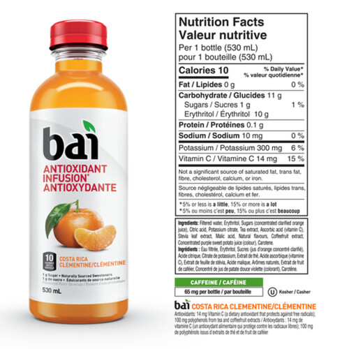 Bai Antioxidant Drink Costa Rica Clementine 530 ml (bottle)