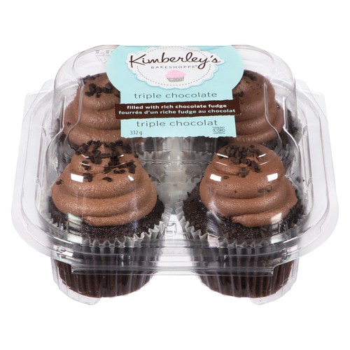 Kimberley's Bakeshoppe Cupcakes Triple Chocolate 4 Pack 332 g (frozen)