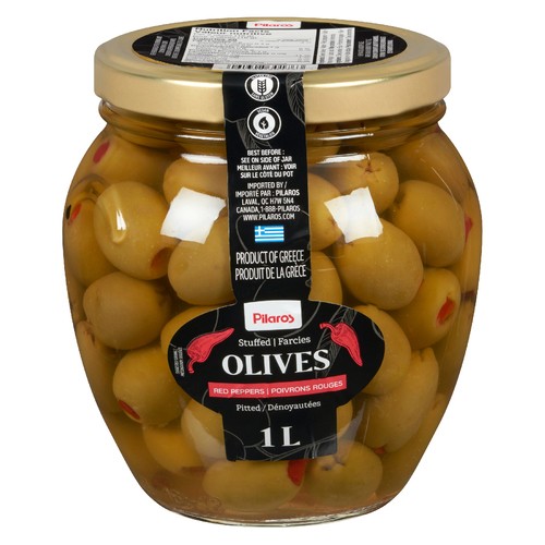Pilaros Green Olives Stuffed With Red Peppers 1 L