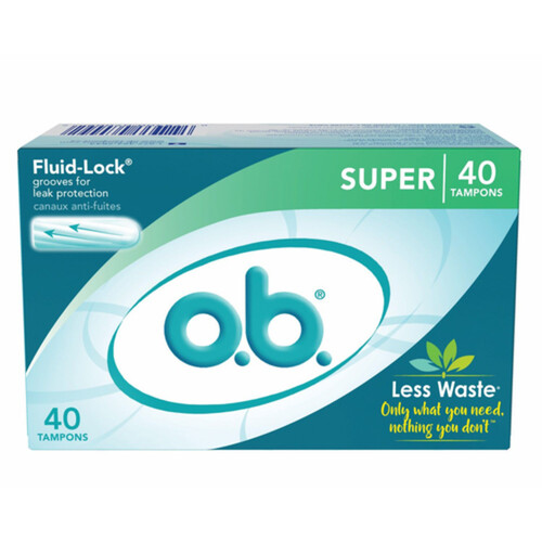 O.B. Fluid Lock Tampons Super 40 Count