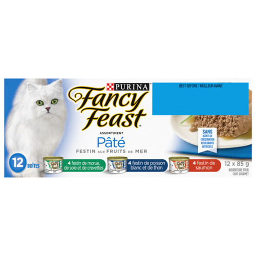 Fancy Feast Wet Cat Food Pâté Seafood Supper Variety Pack 12 x 85 g