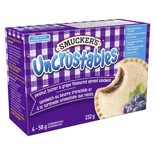 Smucker's Uncrustables Sandwich Peanut Butter & Grape 4 x 58 g (frozen)