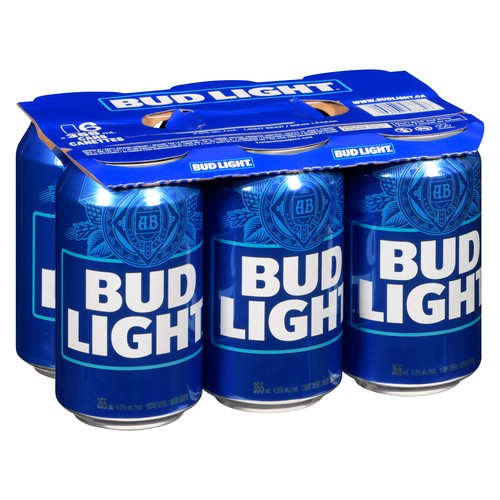 Bud Light Beer 4% Alcohol 6 x 355 ml (cans)
